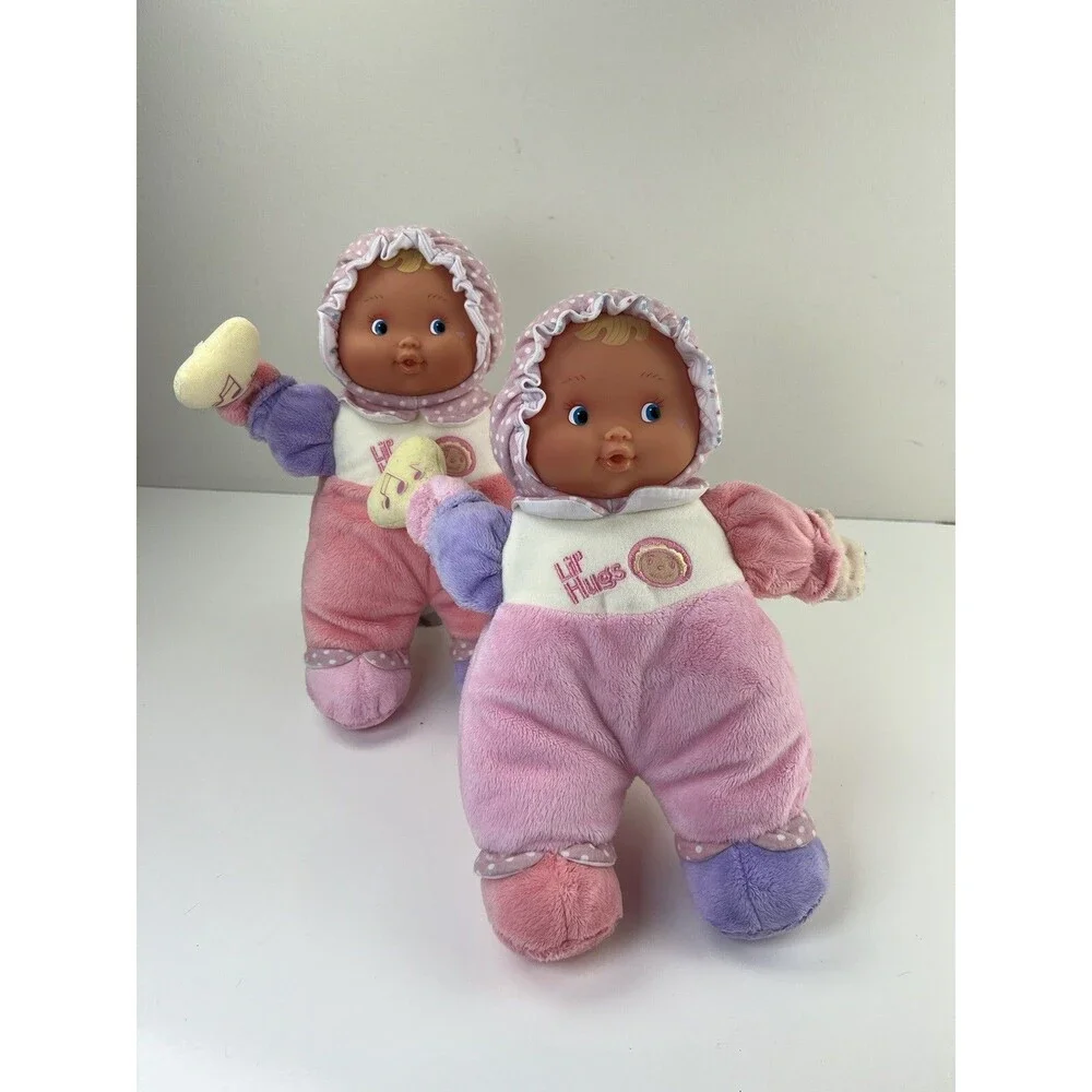 Lot Of 2 Berenguer Babies 11” Soft ‘Lil Hugs Plush Stuffed Baby Doll Rattle Toy